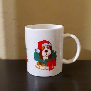 Christmas Dog Coffee Mug Beagle Wreath & Santa Hat